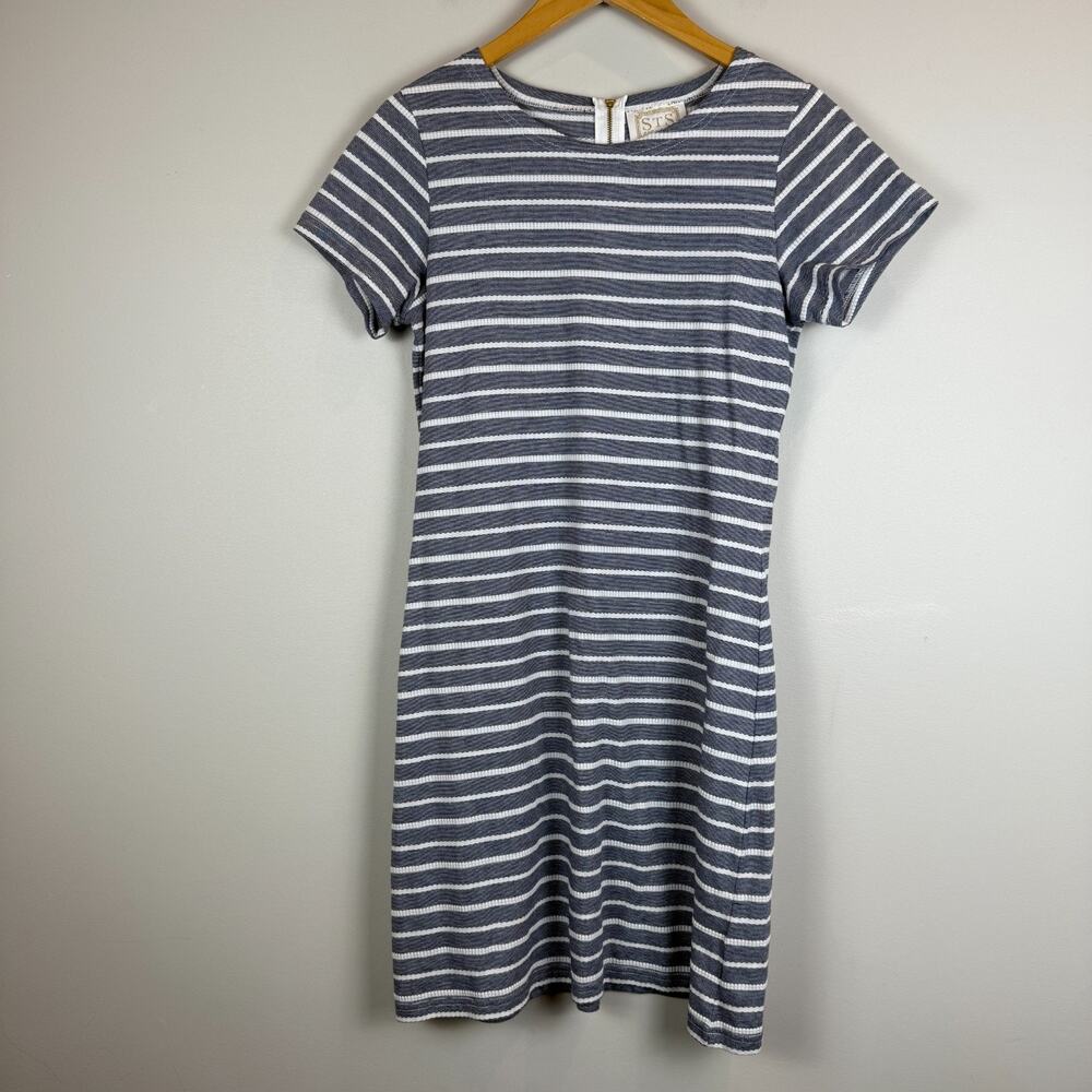 Sail to Sable STS Shift Dress Women M Blue White Striped Short Sleeve Preppy‎